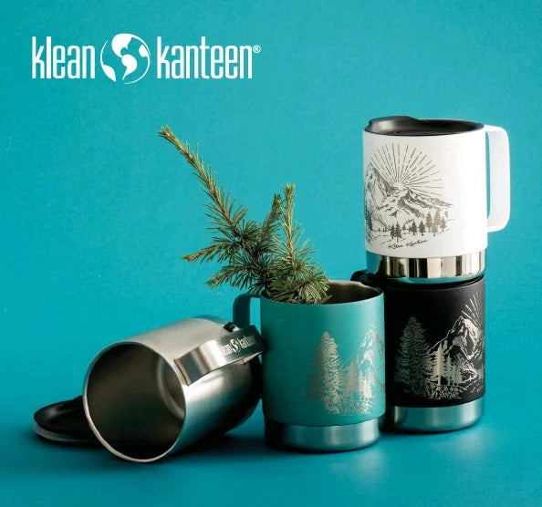 Klean Kanteen 355ml Insulated Camp Mug w/Tumbler Lid Cup Mountain-Porcelain