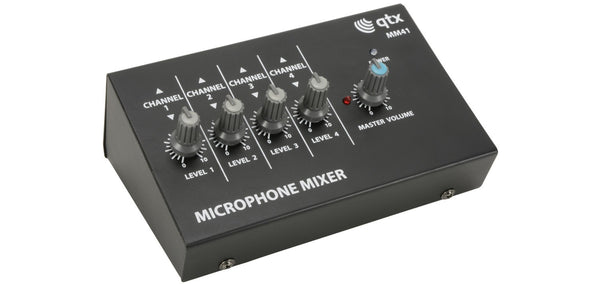 QTX Mini Mixing Console - 4 Channel Mini Microphone Mixer