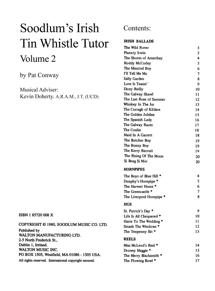 Soodlum's Irish Tin Whistle Tutor - Irish Music & Ballads Vol. 2