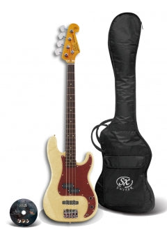 SX SPJ62 Jazz Bass Pack - Vintage White
