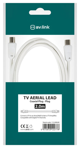 TV Aerial Lead, Coaxial Plug - Plug