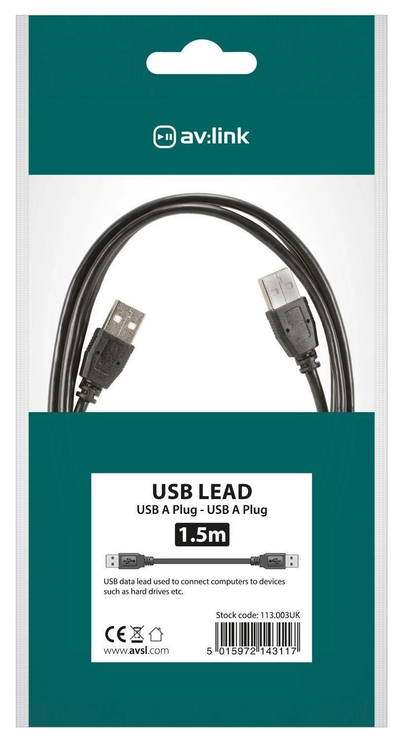 av:link USB Lead USB A Plug - USB A Plug