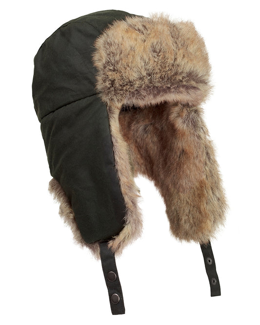 Hoggs of Fife Wax Trapper Hat - Brown Faux/Fur Brown