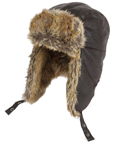 Hoggs of Fife Wax Trapper Hat - Brown Faux/Fur Brown